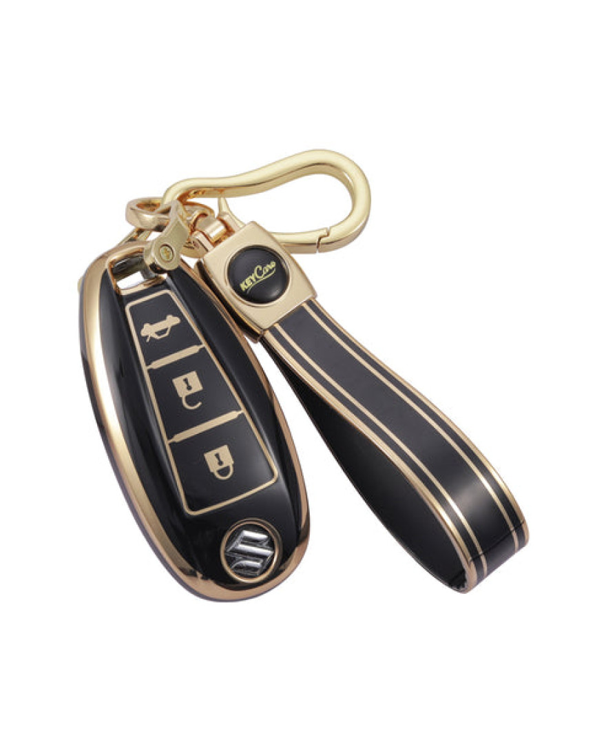 Keycare TPU Key Cover Compatible for Urban Cruiser Smart Key | TP04 Gold Black